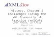 History, Charter & Challenges Facing the XML Community of Practice (xmlCoP) Owen Ambur, Co-Chair Emeritus xmlCoP/XBRL CoP Forum @FOSE March 20, 2007