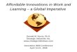 Affordable Innovations in Work and Learning – a Global Imperative Donald M. Norris, Ph.D. Strategic Initiatives Inc.  Innovation