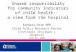 Shared responsibility for community indicators of child health-- a view from the hospital Barbara Rose MPH Child Policy Research Center Cincinnati Children’s