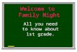Welcome to Family Night All you need to know about 1st grade