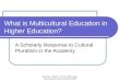 Monica A. Medina - IUPUI Multicultural Teaching and Learning Institute 2006 What is Multicultural Education in Higher Education? A Scholarly Response to