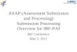 ASAP (Assessment Submission and Processing) Submission Processing Overview for IRF-PAI IRF Conference May 2, 2012