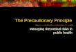 The Precautionary Principle Managing theoretical risks in public health