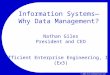 Ex3Ex3 © 2003 Ex3 Confidential and Proprietary Nathan Giles President and CEO Efficient Enterprise Engineering, Inc. (Ex3) Information Systems— Why Data