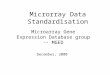 Microrray Data Standardisation Microarray Gene Expression Database group -- MGED December, 2000