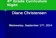 4 th Grade Curriculum Night Wednesday, September 17 th, 2014 Diane Christensen