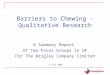 Barriers to Chewing - Qualitative Research 9 July 2005 A Summary Report Of Two Focus Groups in UK For The Wrigley Company Limited