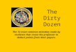 The Dirty Dozen The 12 most common mistakes made by students that cause the professor to deduct points from their papers