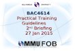 BAC4614 Practical Training Guidelines 2 nd Briefing 2 nd Briefing 27 Jan 2015 27 Jan 2015