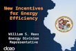 New Incentives for Energy Efficiency William S. Haas Energy Division Representative