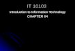 IT 10103 Introduction to Information Technology CHAPTER 04