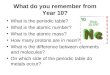 What do you remember from Year 10? What is the periodic table? What is the atomic number? What is the atomic mass? How many protons are in neon? What is