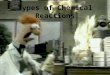 Types of Chemical Reactions. Combination Reactions In a combination reaction (synthesis), two or more substances combine to form a single substance. The
