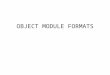 OBJECT MODULE FORMATS. The object module format we have employed as an educational device is called OMF (relocatable object format). It’s one of the earliest