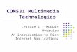 COM531 Multimedia Technologies Lecture 1 - Module Overview An introduction to Rich Internet Applications
