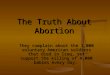 They complain about the 1,000 voluntary American soldiers that died in Iraq, yet support the killing of 4,000 babies every day. The Truth About Abortion