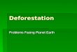 Deforestation Problems Facing Planet Earth. What is the issue? Deforestation: The loss of large areas of forest