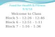 Welcome to Class Block 5 – 12:26 - 12:46 Block 6 – 12:51 - 1:11 Block 7 – 1:16 – 1:36