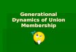 Generational Dynamics of Union Membership Generational Influences  A key factor in human development.  Each generational grouping carries distinct