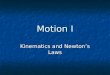 Motion I Kinematics and Newton’s Laws Basic Quantities to Describe Motion Space (where are you) Space (where are you)