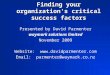 Finding your organization's critical success factors Presented by David Parmenter waymark solutions limited November 2009 Website: 
