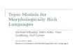 Topic Models for Morphologically Rich Languages Michael Elhadad, Meni Adler, Yoav Goldberg, Rafi Cohen 23 Jan 2011, Haifa Machine Translation and Morphologically-rich
