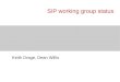 SIP working group status Keith Drage, Dean Willis