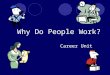 Why Do People Work? Career Unit. 1.Monetary Gain - Need money to survive (Maslow’s hierarchy of Needs- basic need to survive) -With money, can buy material