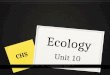 Ecology Unit 10 CHS. Organisms & Their Relationships Abiotic v Biotic Levels of Organization Habitat v Niche Interactions