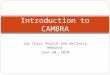 Job Corps Health and Wellness Webinar June 30, 2010 Introduction to CAMBRA