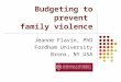 Budgeting to prevent family violence Jeanne Flavin, PhD Fordham University Bronx, NY USA