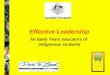 Effective Leadership for Early Years educators of Indigenous students