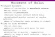 3/28/08 Movement of Bolus  Forward movement ♦Waves of contraction in muscularis externa ♦Along length of tube ♦Process of peristalsis ♦Circular muscles