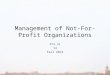 Management of Not-For-Profit Organizations 472.31 14 Fall 2014