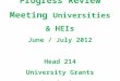 Progress Review Meeting Universities & HEIs June / July 2012 Head 214 University Grants Commission