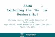 AAUW Exploring the “Me” in Membership! Christy Jones, CAE AAUW Director of Membership Krys Wulff, AAUW Membership Committee Chair April 14, 2012
