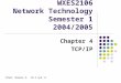 WXES2106 Network Technology Semester 1 2004/2005 Chapter 4 TCP/IP CCNA1: Module 9, 10.3 and 11