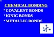 CHEMICAL BONDING COVALENT BONDS IONIC BONDS METALLIC BONDS