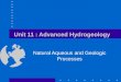 Unit 11 : Advanced Hydrogeology Natural Aqueous and Geologic Processes