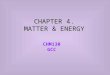CHAPTER 4. MATTER & ENERGY CHM130 GCC. 4.1 Three States of Matter: solid, liquid, and gas Gas: Particles are far apart and are in constant motion. –Gases