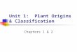 Unit 1: Plant Origins & Classification Chapters 1 & 2