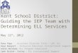 Kent School District: Guiding the IEP Team with Determining ELL Services May 12 th, 2012 Rona Popp - Assistant Director Title / LAP, ELL Gaye Bungart -
