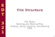 EDT321EDT321 1 Summer Session File Structure File Types Naming and Storing Files Finding, Using, Copying, and Moving Files