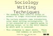 Click for text and the next slide Slide 1 of 22 Sociology Writing Techniques The examples here refer to essays or answers to longer structured questions