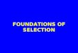 FOUNDATIONS OF SELECTION. Foundations of Selection INTRODUCTION THE SELECTION PROCESS SECLECTION FOR SELF-MANAGED TEAMS KEY ELEMENTS FOR SUCCESSFUL PREDICTORS