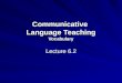 Communicative Language Teaching Vocabulary Lecture 6.2