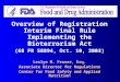 Overview of Registration Interim Final Rule Implementing the Bioterrorism Act (68 FR 58894, Oct. 10, 2003) Leslye M. Fraser, Esq. Associate Director for