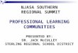 NJASA SOUTHERN REGIONAL SUMMIT PROFESSIONAL LEARNING COMMUNITIES PRESENTED BY: DR. JACK McCULLEY STERLING REGIONAL SCHOOL DISTRICT