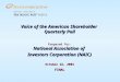 Voice of the American Shareholder Quarterly Poll Prepared for: National Association of Investors Corporation (NAIC) October 22, 2003 FINAL