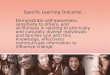 Specific Learning Outcome: Demonstrate self-awareness, sensitivity to others, and skillfulness in relating to ethnically and culturally diverse individuals